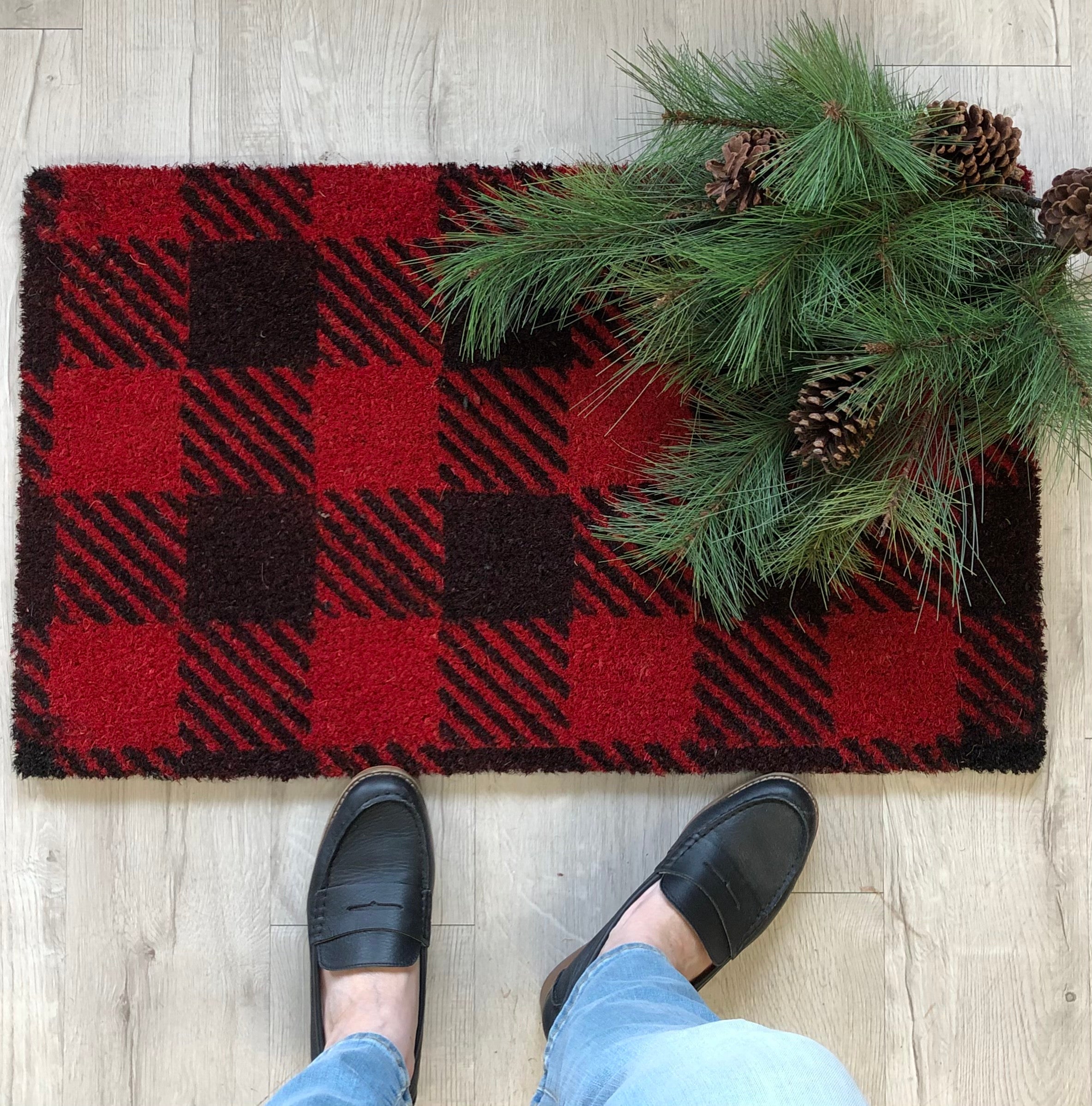 Coir Mat Buffalo Check - Red/Black