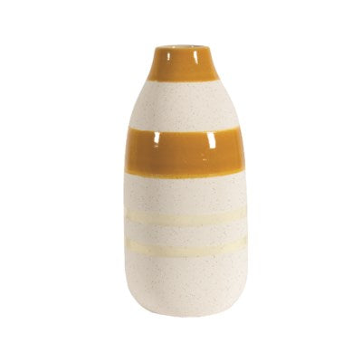 Stoneware Vase with Yellow Stripes