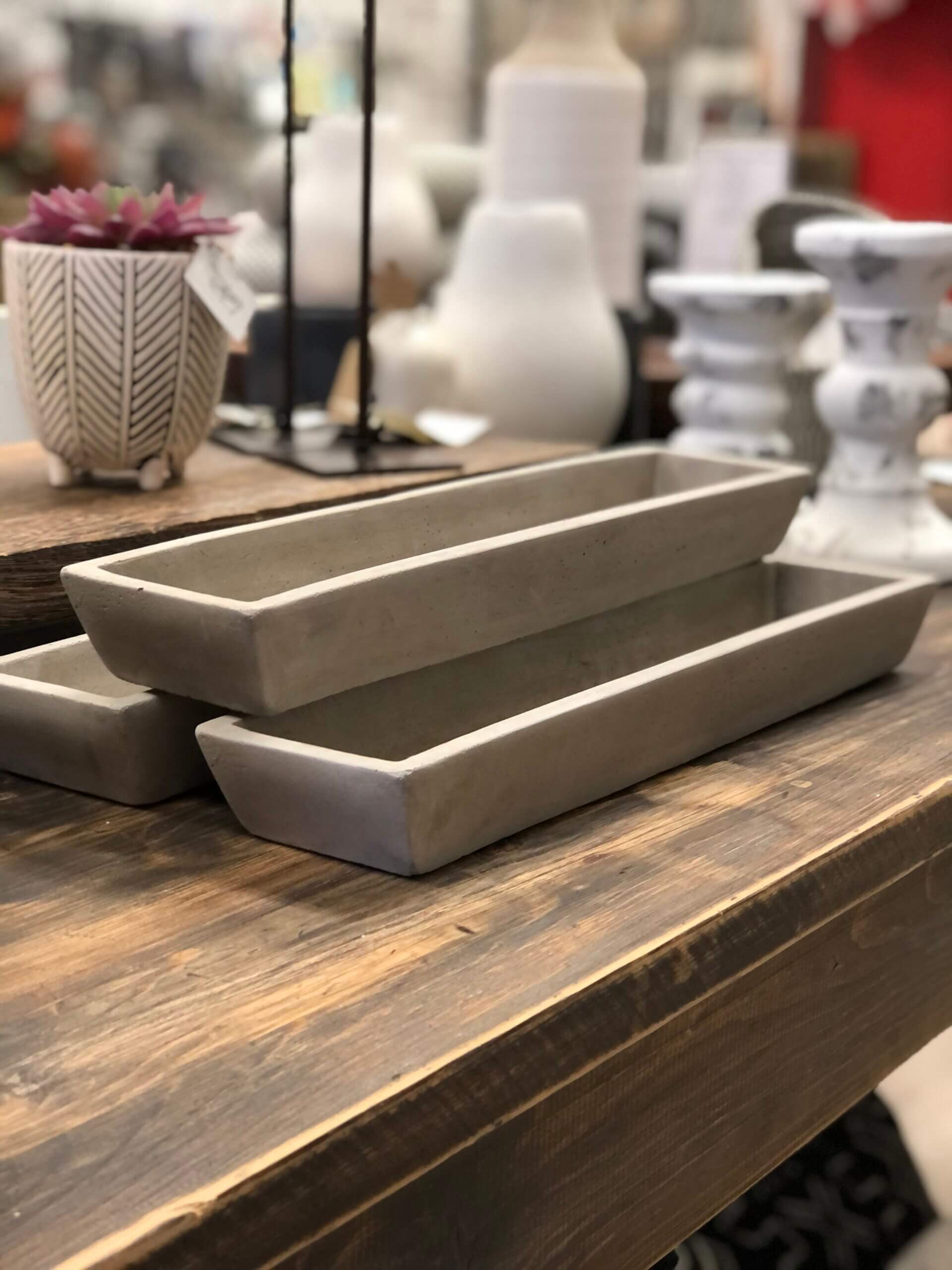 Long Concrete Shallow Tray