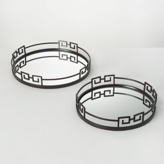 Round Modern Trim Mirrored Trays